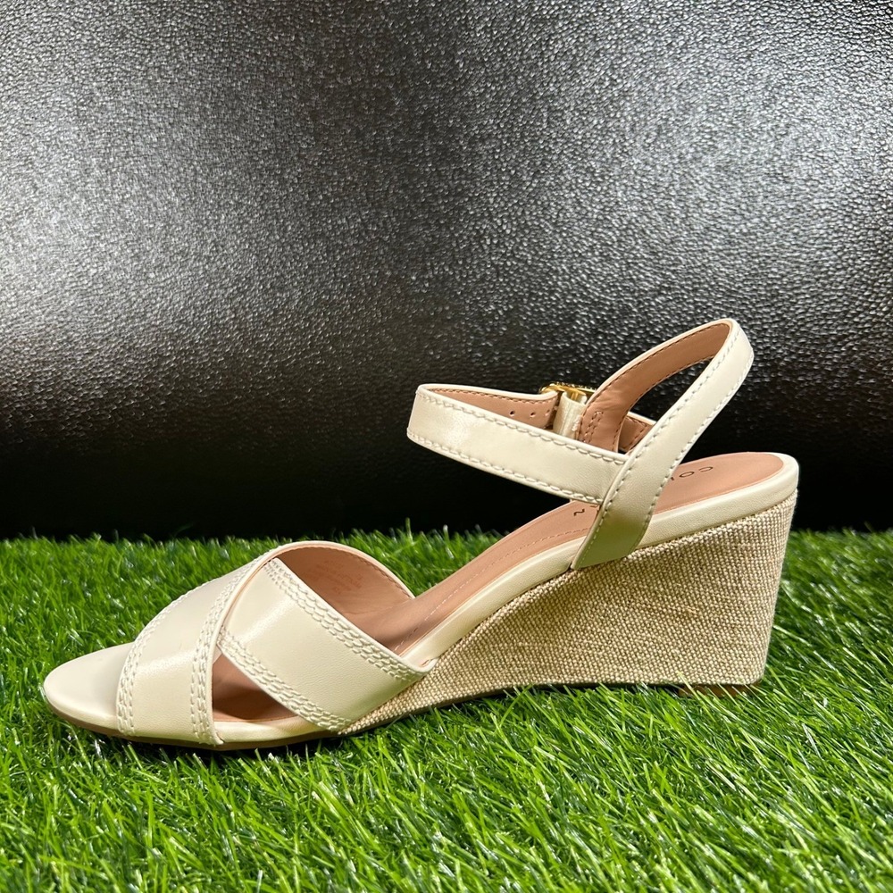 Cole Haan Grand 360 Wedge Sandals Womens size 7 Cream Leather Strappy New - Picture 4 of 13